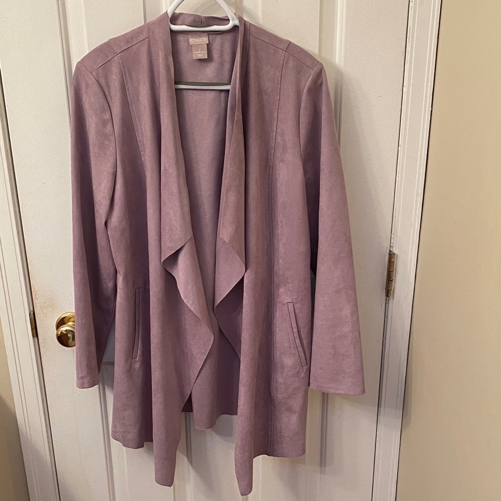 Chico's Soft Purple Faux Suede Open Front Blazer